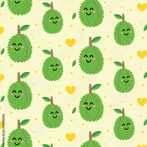 Cartoon durian background, Cute Durian pattern.