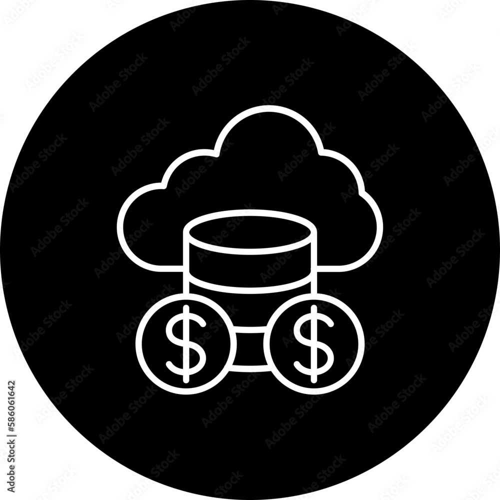 Cloud Money Line Inverted Icon Cloud Money Line Inverted Icon