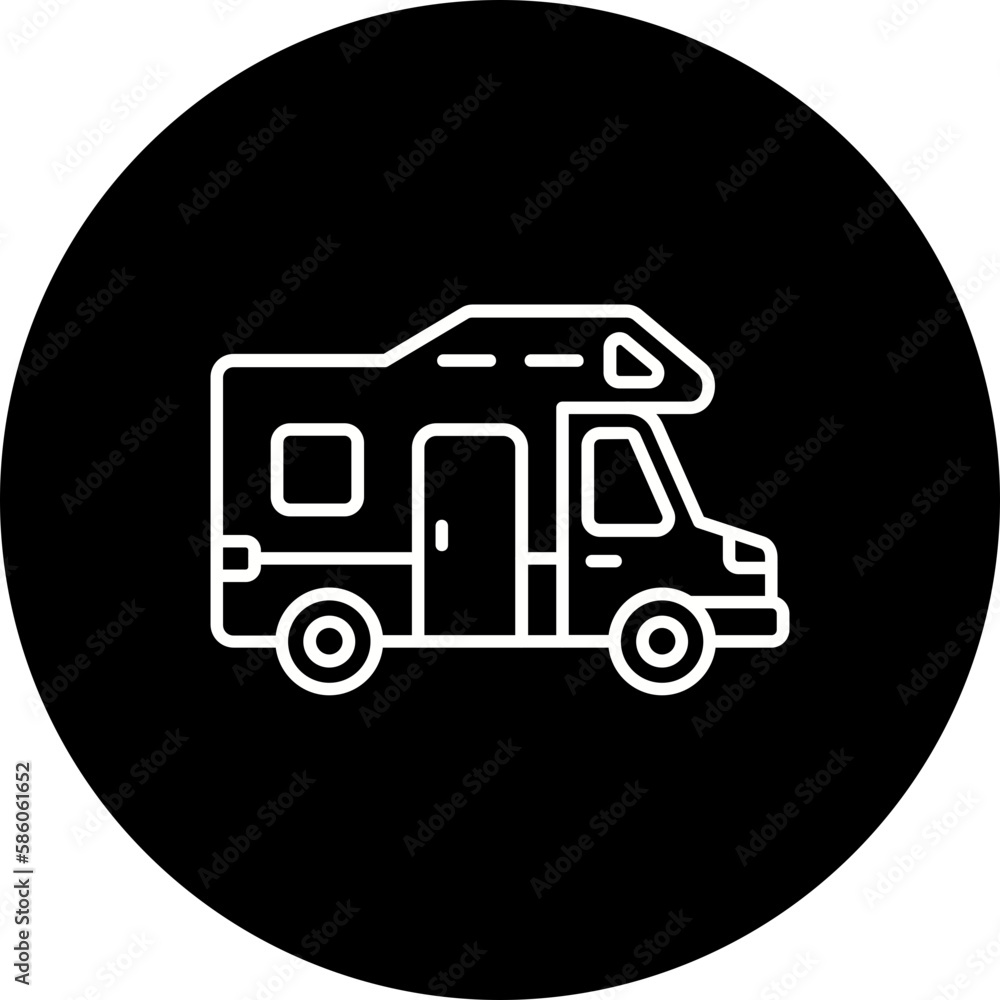 Camper Van Line Inverted Icon Camper Van Line Inverted Icon