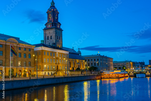 Sunset view of Christinae Church in Swedish town Göteborg photo