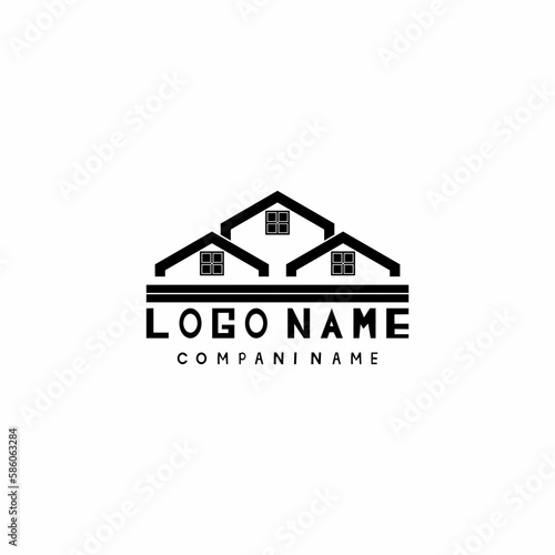 Real Estate logo, Builder logo, Construction logo Color design template vector illustration. image