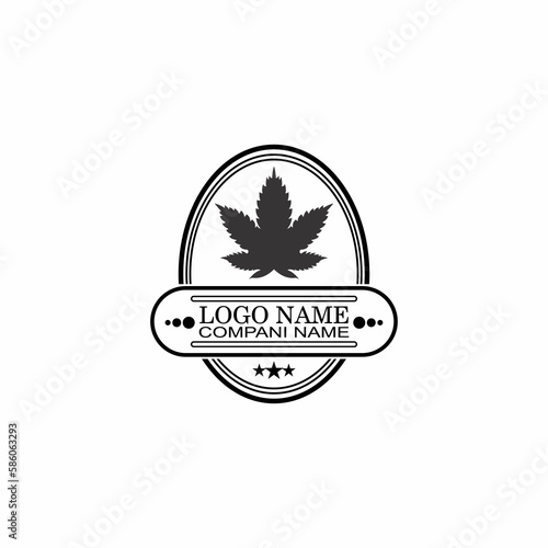 black cannabis leaf logo illustration