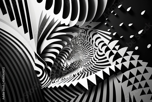 A bold and graphic black and white pattern with repeati Generative AI