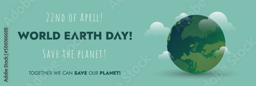 World earth day. Happy world earth day 2023 banner with earth planet sign. earth day awareness banner, save the planet. Together we can protect our planet. vector illustration. Earth Day Post