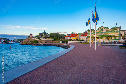 Sunset view of Societetshuset building in Marstrand photo