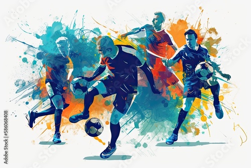 A dynamic vector illustration of a sports team in action. Generative AI