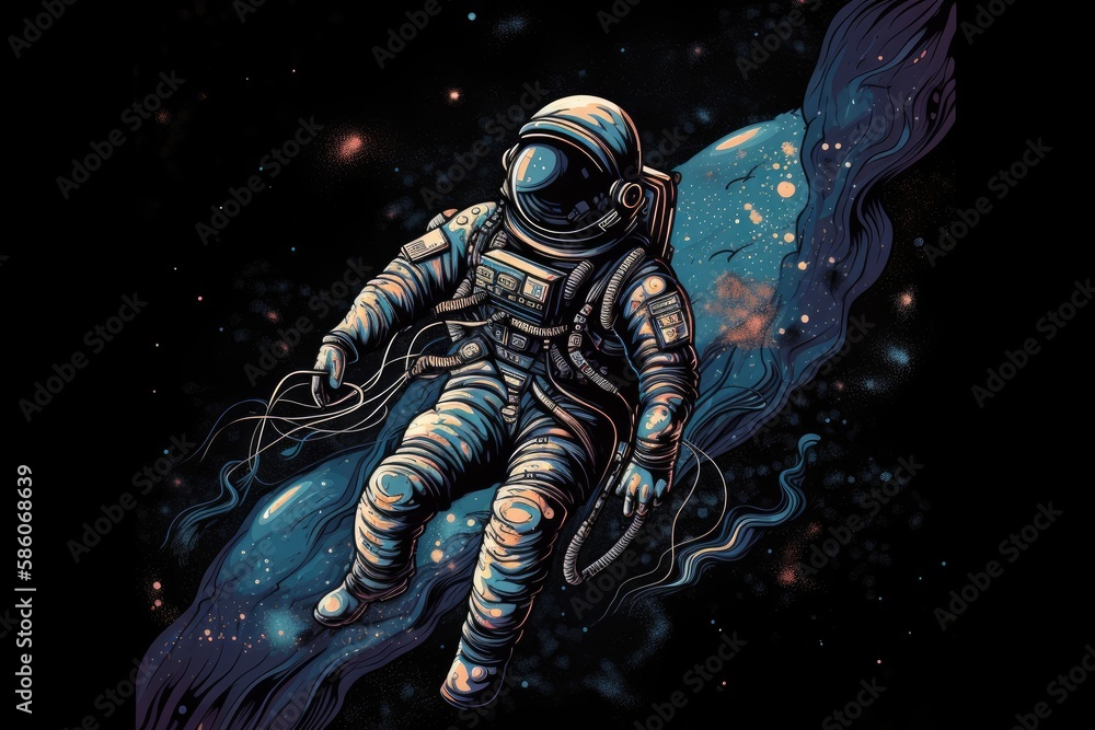 An astronaut floating in space. Generative AI