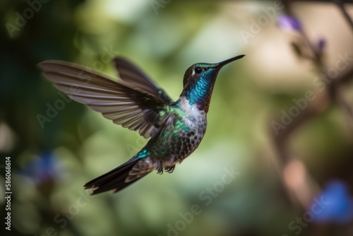 A hummingbird with a blurred background Generative AI