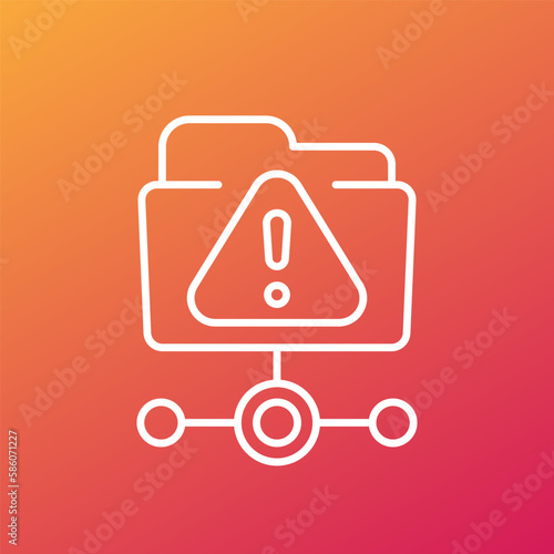ftp warning or error line icon, vector