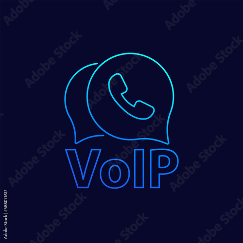 Voip telephony thin line icon, vector