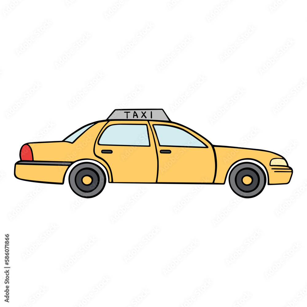 Taxi Vehicle. Modern Flat Style Vector Illustration. Social Media Template