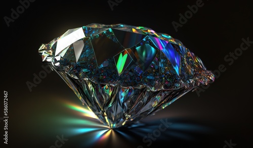  a diamond is shown in a very bright light with a black background.  generative ai