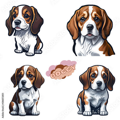 set of beagle puppies created  by using generative artificial intelligence © hajira