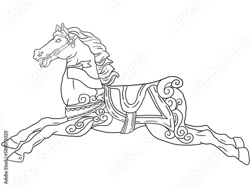 This intricately designed horse outline illustration is perfect for coloring book enthusiasts of all ages.  it's easy to color and sure to provide hours of creative enjoyment.