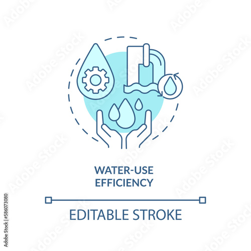 Water use efficiency turquoise concept icon. Freshwater. Clean water and sanitation abstract idea thin line illustration. Isolated outline drawing. Editable stroke. Arial, Myriad Pro-Bold fonts used