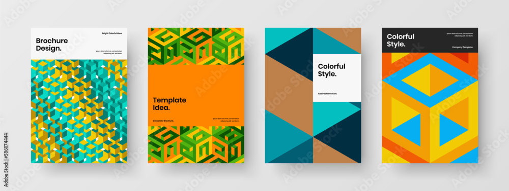 Fototapeta premium Clean mosaic shapes banner concept collection. Abstract corporate cover design vector template composition.