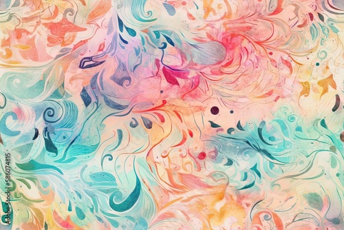 colorful and abstract painting with various shapes created with Generative AI technology