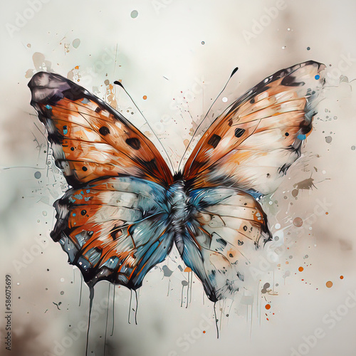 Le dessin d'un papillon coloré et explosif