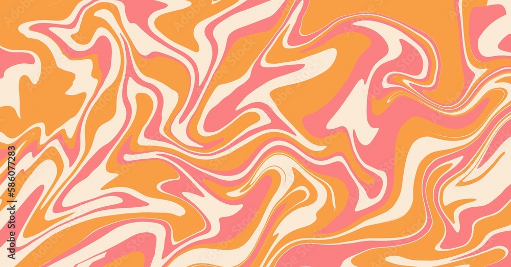 Wave texture illustration, Seamless 
Pattern, Hippie Aesthetic, 70’s vintage concept.
