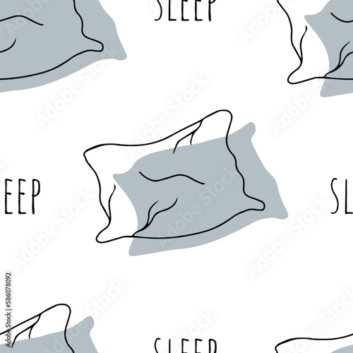 Seamless pattern Doodle pillow, healthy sleep