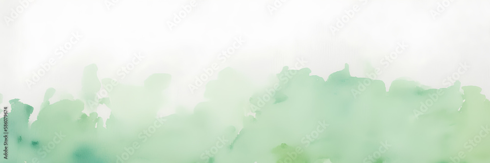 Green natural background, watercolor paint, abstract banner