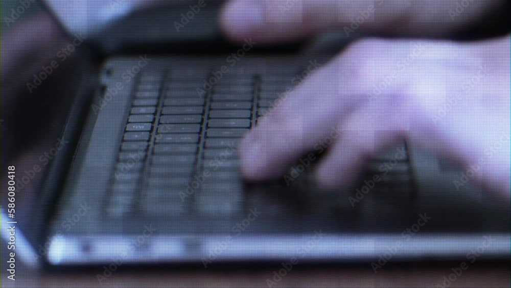 Writing code by hand typing keyboard with futuristic data driven text ...