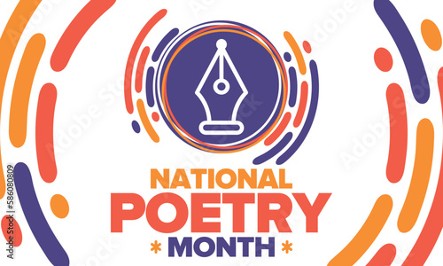 National Poetry Month in April. Poster with handwritten lettering. Poetry Festival in the United States and Canada. Literary events and celebration. Greeting card, invitation, banner or background