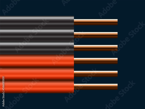 electric wires on an indigo background Copper wires are conductors of urban society. realistic vector illustration.