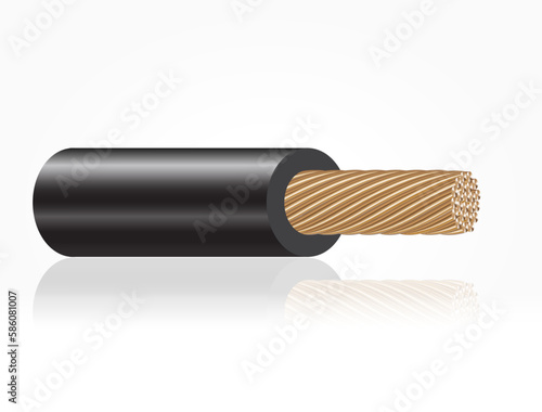 Closeup of electrical wire vector on a white background.