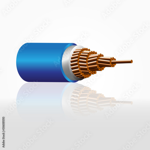 Closeup of electrical wire vector on a white background.