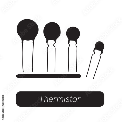 Thermistor icon set on white background. NTC Thermistor Resistor sign. flat style. photo