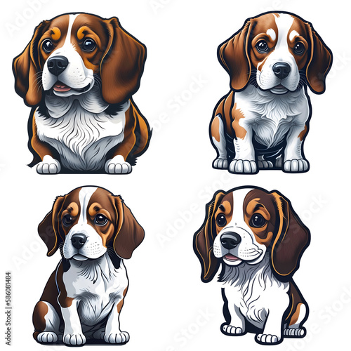 Beagle Dog Set created by using generative artificial intelligence