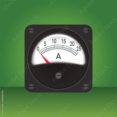 Voltmeter icon on green background. Flat illustration of voltmeter vector icon for web design and etc.