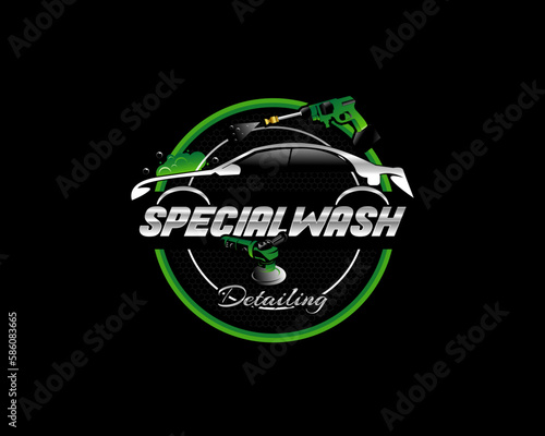 Car illustration logo for vehicle wash services