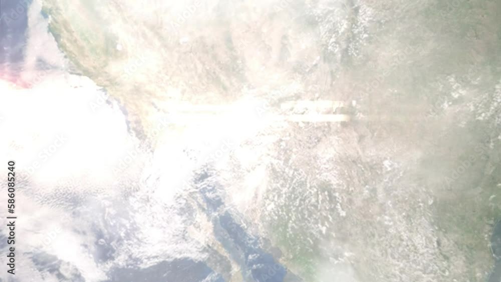 Earth zoom in from outer space to city. Zooming on Sahuarita, Arizona, USA. The animation continues by zoom out through clouds and atmosphere into space. Images from NASA Earth zoom in from outer space to city. Zooming on Sahuarita, Arizona, USA. The animation continues by zoom out through clouds and atmosphere into space. Images from NASA
