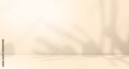 Loft Product Summer Studio Room Background,Orange Shadow Leaves on Podium Pland Cement Concrete Backdrop,Light Overlay from Window House Floor Wall Table Kitchen Counter Bar Desk Shelf Template.
