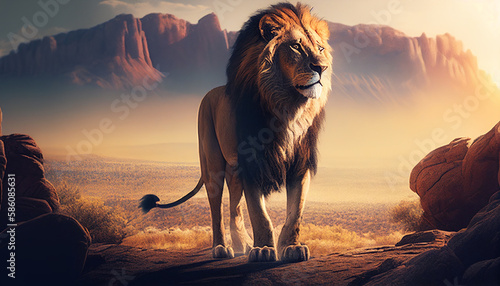 Löwe, der auf dem Berg steht © Muhammad