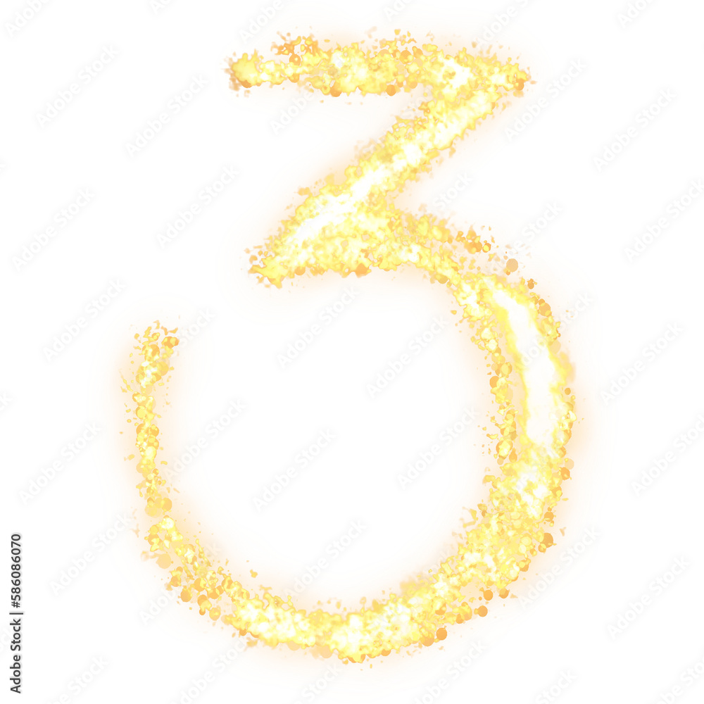 Obraz premium 3 number golden glitter