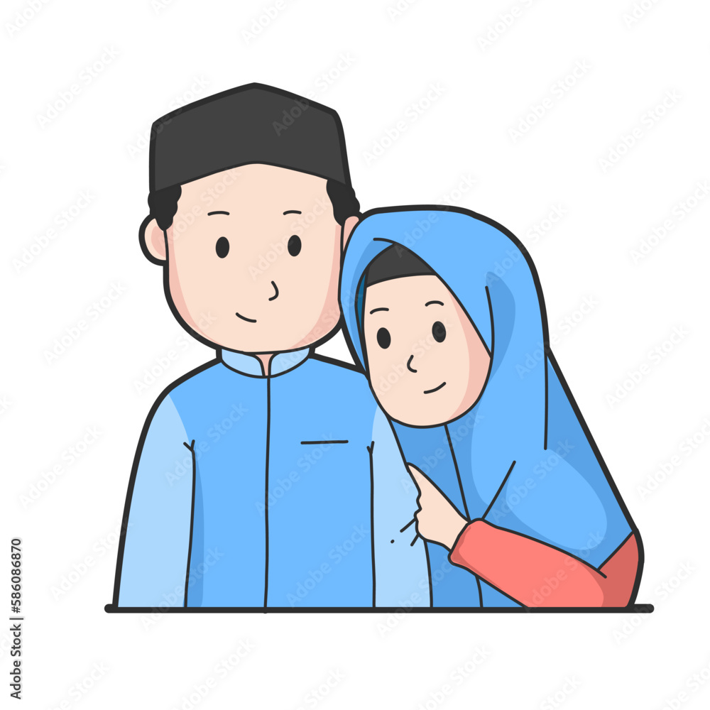 parent and child. Illustration of a happy married couple