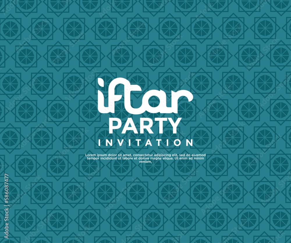 Naklejka premium Iftar Party Ramadan Invitation poster template design with illustration