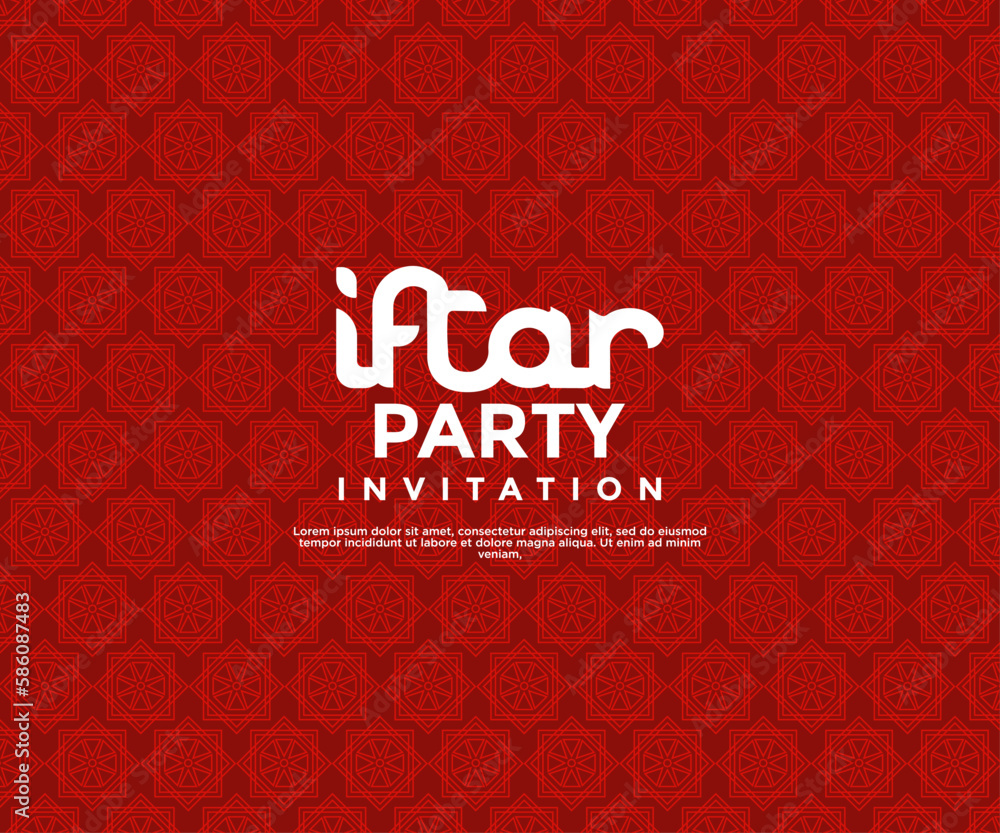 Iftar Party Ramadan Invitation poster template design with illustration