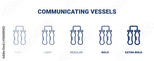 communicating vessels icon. Thin, light, regular, bold, black communicating vessels, vessel icon set from education collection. Editable communicating vessels symbol can be used web and mobile