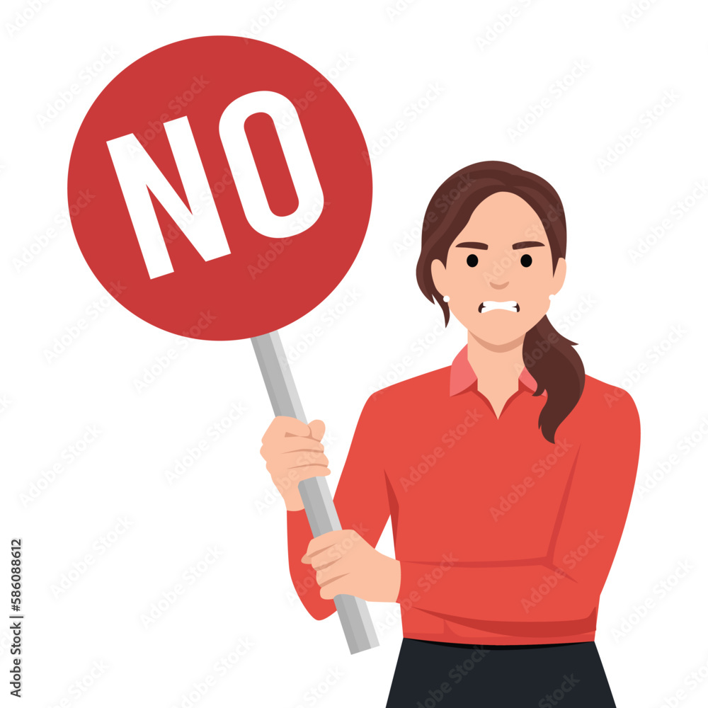 A woman frowning while holding a board with no written on it A woman frowning while holding a board with no written on it