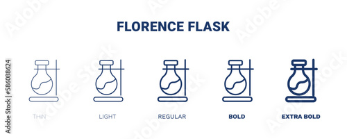 florence flask icon. Thin, light, regular, bold, black florence flask, test icon set from education collection. Editable florence flask symbol can be used web and mobile