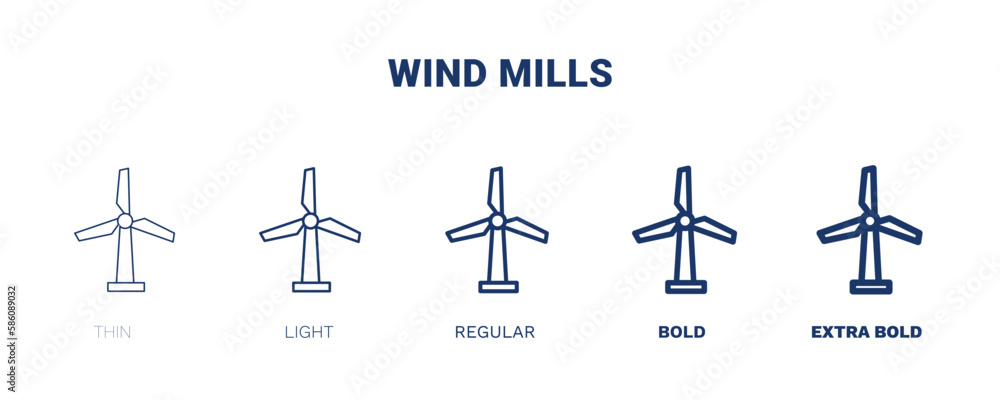 wind mills icon. Thin, light, regular, bold, black wind mills, wind icon set from ecology collection. Editable wind mills symbol can be used web and mobile wind mills icon. Thin, light, regular, bold, black wind mills, wind icon set from ecology collection. Editable wind mills symbol can be used web and mobile