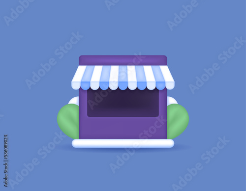 market and online shop. symbol or icon of store or outlet. SME or small medium enterprises. 3d and realistic concept design. vector elements