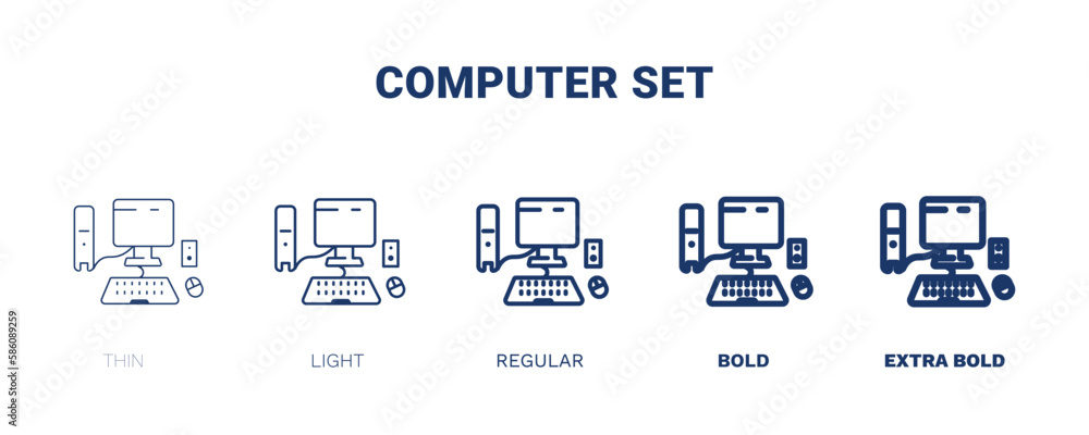 computer set icons. Thin, light, regular, bold, black computer set, business icon set from computer and tech collection. Editable computer set symbol can be used web and mobile computer set icons. Thin, light, regular, bold, black computer set, business icon set from computer and tech collection. Editable computer set symbol can be used web and mobile