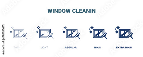 window cleanin icon. Thin, light, regular, bold, black window cleanin, house icon set from cleaning collection. Editable window cleanin symbol can be used web and mobile