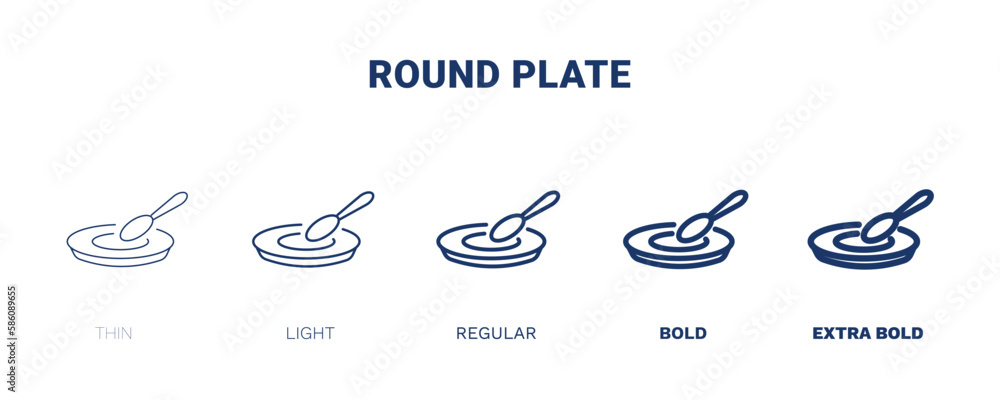 round plate icon. Thin, light, regular, bold, black round plate icon set from restaurant collection. Editable round plate symbol can be used web and mobile round plate icon. Thin, light, regular, bold, black round plate icon set from restaurant collection. Editable round plate symbol can be used web and mobile