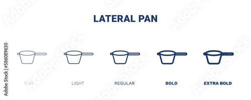 lateral pan icon. Thin, light, regular, bold, black lateral pan icon set from restaurant collection. Editable lateral pan symbol can be used web and mobile